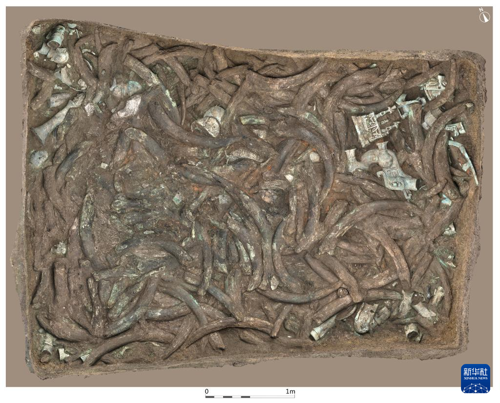 四川廣漢市三星堆商代遺址八號坑（資料圖）。