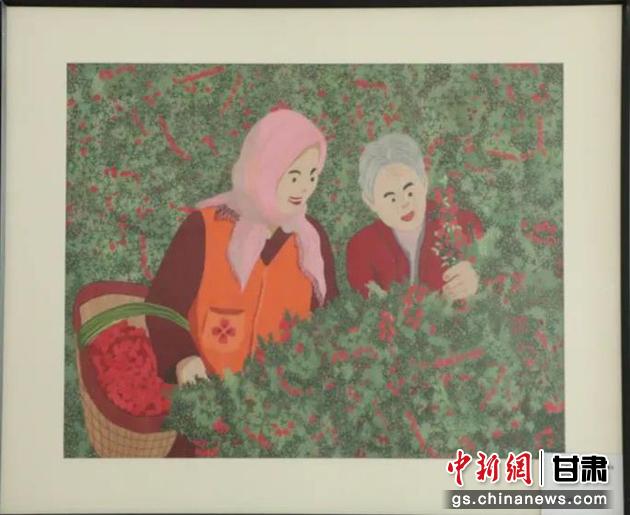 靖遠(yuǎn)縣枸杞種植業(yè)帶動(dòng)10多萬(wàn)農(nóng)民脫貧致富。刺繡 王明風(fēng) 繡稿 胡靜